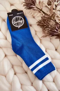 Youth Cotton Sports Socks with Blue Stripes #5357065