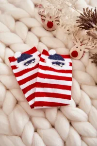Youth striped socks with Santa Claus red with white #5359241