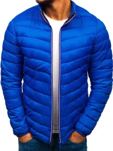 Pánska prešívaná bunda bez kapucne LY1015 - modrá, #8376657
