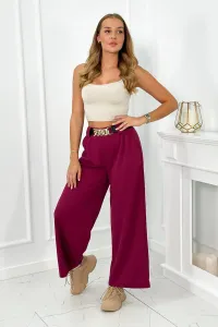Viscose trousers with wide legs dark purple color #8025614