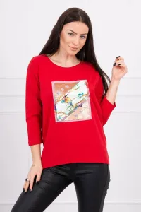 Blouse with 3D Bird red graphics