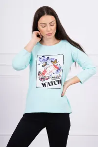 Blouse with 3D Watch mint graphics