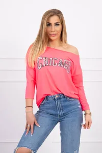 Blouse with Chicago pink neon print