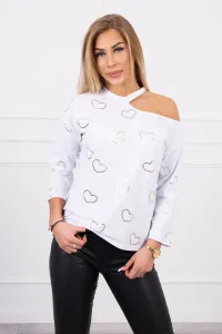 Blouse with heart print white