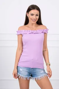 Blouse with ruffles in purple