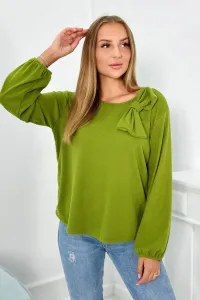 Blouse with viscose with a bow of pistachio