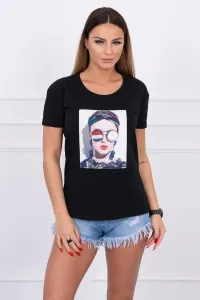 Blouse with women's graphics black