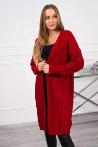 Kardigánový sveter s pletenou väzbou v červenej farbe