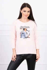 Collage print blouse powder pink