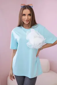Cotton blouse with decorative mint blossom