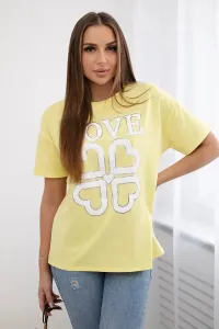Cotton blouse with Love Heart print yellow