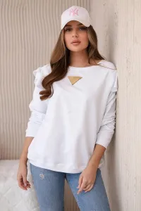 Cotton blouse with ruffles on the shoulders white
