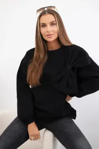Cotton insulated sweatshirt with a large bow in black color