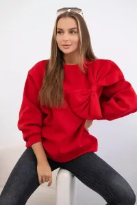 Cotton insulated sweatshirt with a large bow in red color
