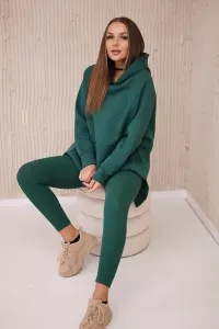 Cotton set: insulated sweatshirt + leggings dark green #8813861