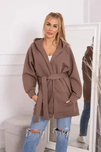 Insulated raincoat with mocca tie at waist