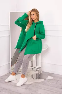 Insulated sweatshirt with asymmetrical zipper light green