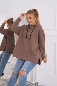 Insulated sweatshirt with zipper on the side mocca