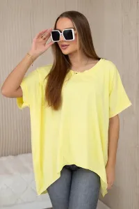 Large scratched-off cotton blouse of yellow color