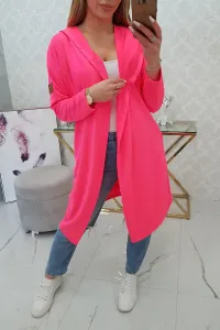 Dlhý sveter s kapucňou v ružovom neóne