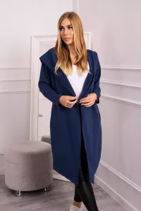 Long cardigan with hood light dark blue