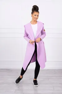 Dlhý sveter s kapucňou fialovou