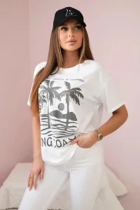Long Coast cotton blouse with print white