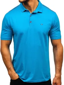 Modern men's polo shirt 6797 - turquoise,