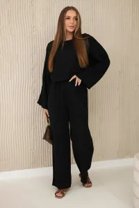 Muslin set blouse + trousers black