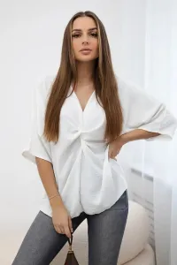 Oversized ecru blouse with neckline