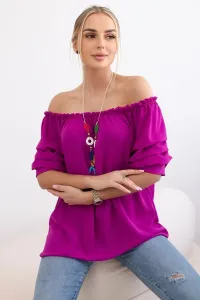 Spanish blouse with decorative sleeves dark purple