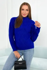 Sweater with decorative knitting cornflower blue