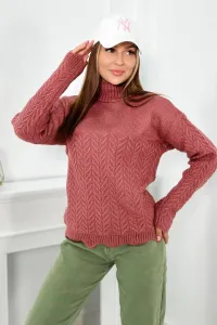 Sweater with decorative ruffle dark pink