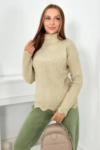 Sweater with decorative ruffle in beige color
