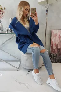 Sweatshirt with short zipper dark blue