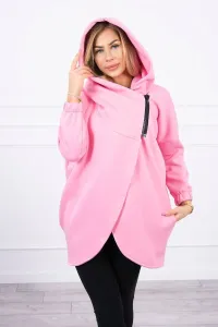 Sweatshirt with short zipper powder pink color