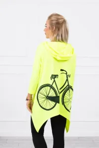 Sweatshirt with yellow neon print on bike