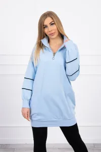 Sweatshirt with zipper and pockets cyan