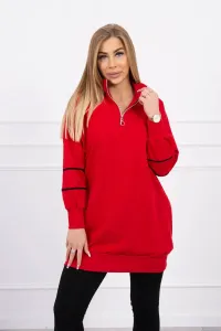 Sweatshirt with zipper and pockets red