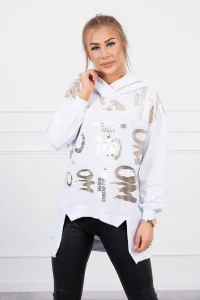 Sweatshirt with zipper on hood white