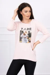 Tide-printed blouse powder pink