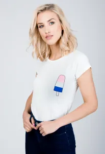 Women's T-shirt with popsicle on a stick - white, #4761596