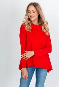 Women's tunic with a hood - red,