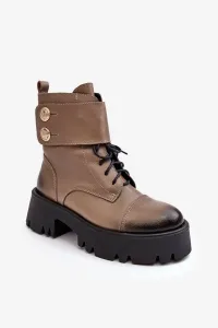 Beige women's leather work boots Lemar Anceria #8357880