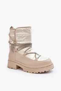Beige women's snow boots with decorative Rilana lacing