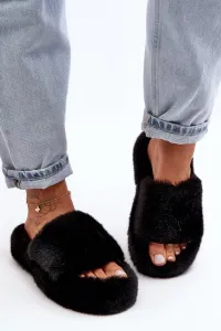 Black women's fur slippers Biella #8793405