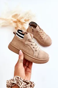 Children's high sneakers with zipper beige Boone #5321101