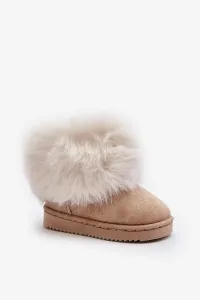 Children's insulated snow boots with fur, beige Nohie