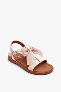 Children's lacquered sandals with a bow beige Netina #7368998