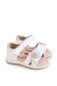 Children's leather sandals with a heart white Elianna #5102821